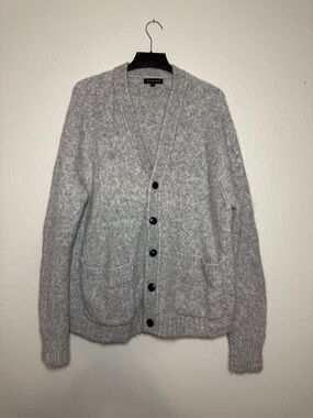 Banana Republic Gray Alpaca Blend Knit Cardigan Sweater Size XL Button Pockets